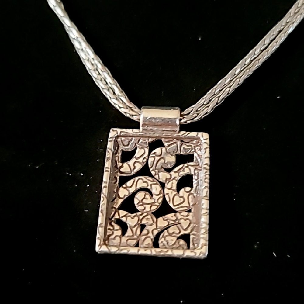 Vintage Brighton Silver Plated Rectangular Filigr… - image 5